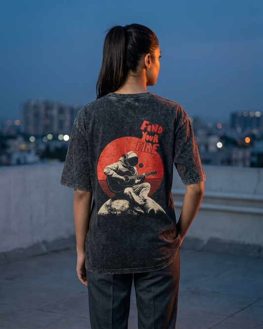 Unisex Acid Washed Oversized Graphic Tee