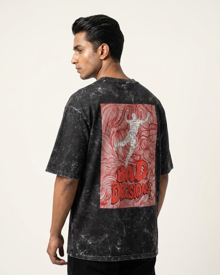 Bad decisions Unisex Acid Washed Oversized Graphic Tee